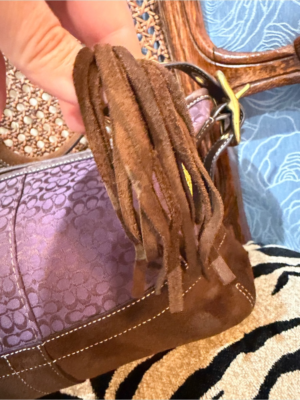 Coach Vintage Legacy East West Duffle Purple Signature Jacquard Shoulder Bag - Picture 5 of 16